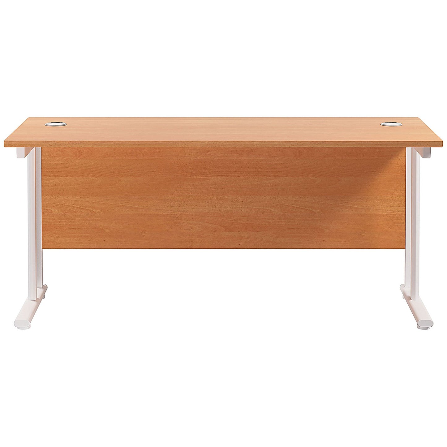 Jemini 1600mm Slim Rectangular Desk, White Cantilever Leg, Beech