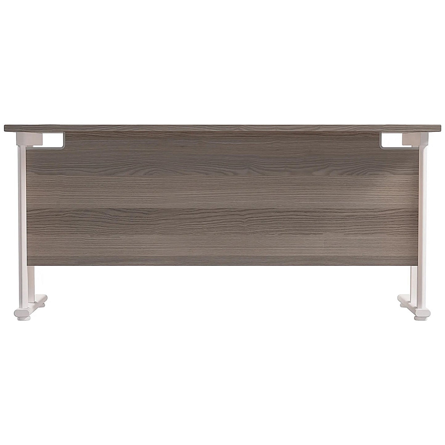 Jemini 1600mm Slim Rectangular Desk, White Cantilever Leg, Grey Oak