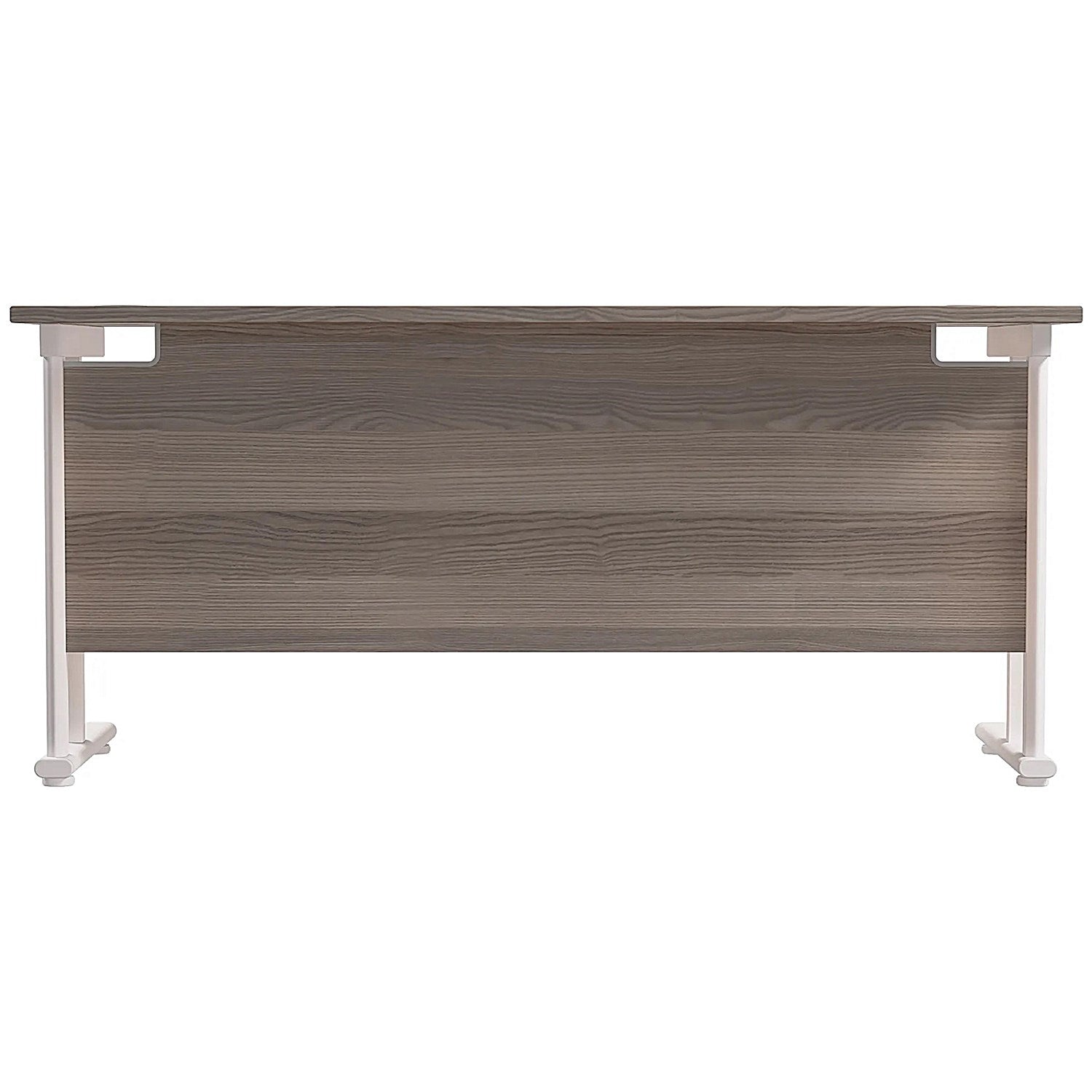 Jemini 1600mm Slim Rectangular Desk, White Cantilever Leg, Grey Oak