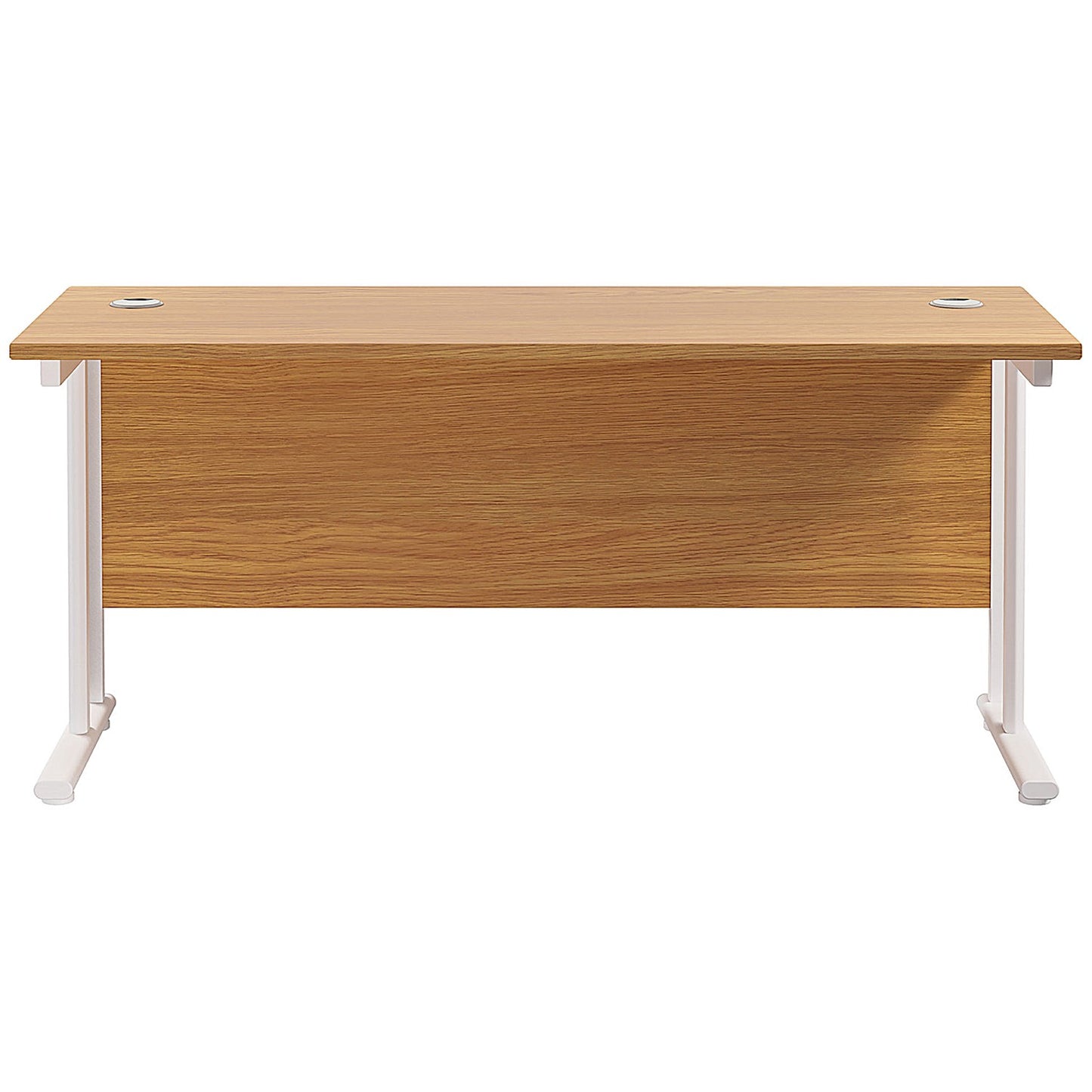 Jemini 1600mm Slim Rectangular Desk, White Cantilever Leg, Oak