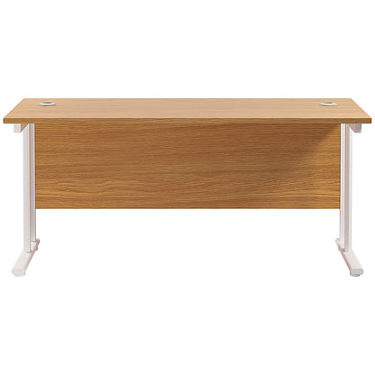 Jemini 1600mm Slim Rectangular Desk, White Cantilever Leg, Oak