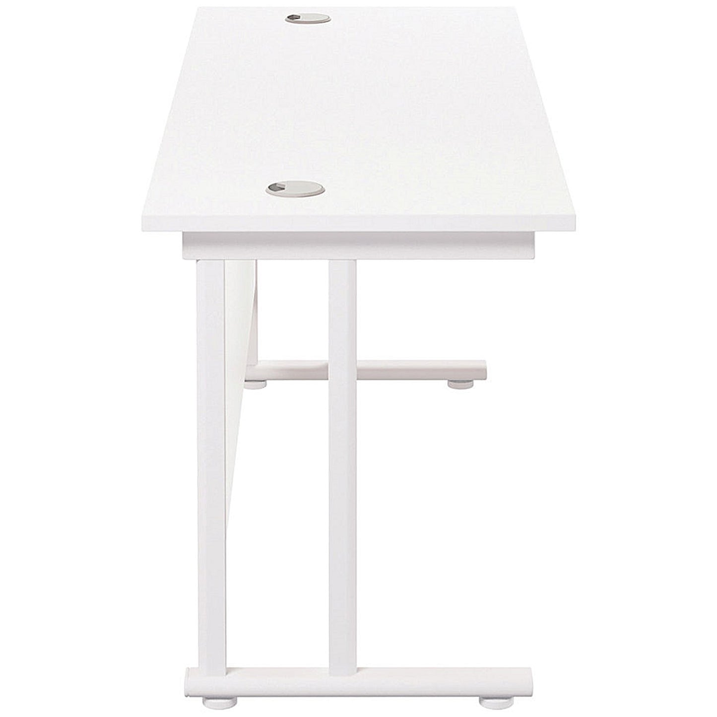 Jemini 1600mm Slim Rectangular Desk, White Cantilever Leg, White