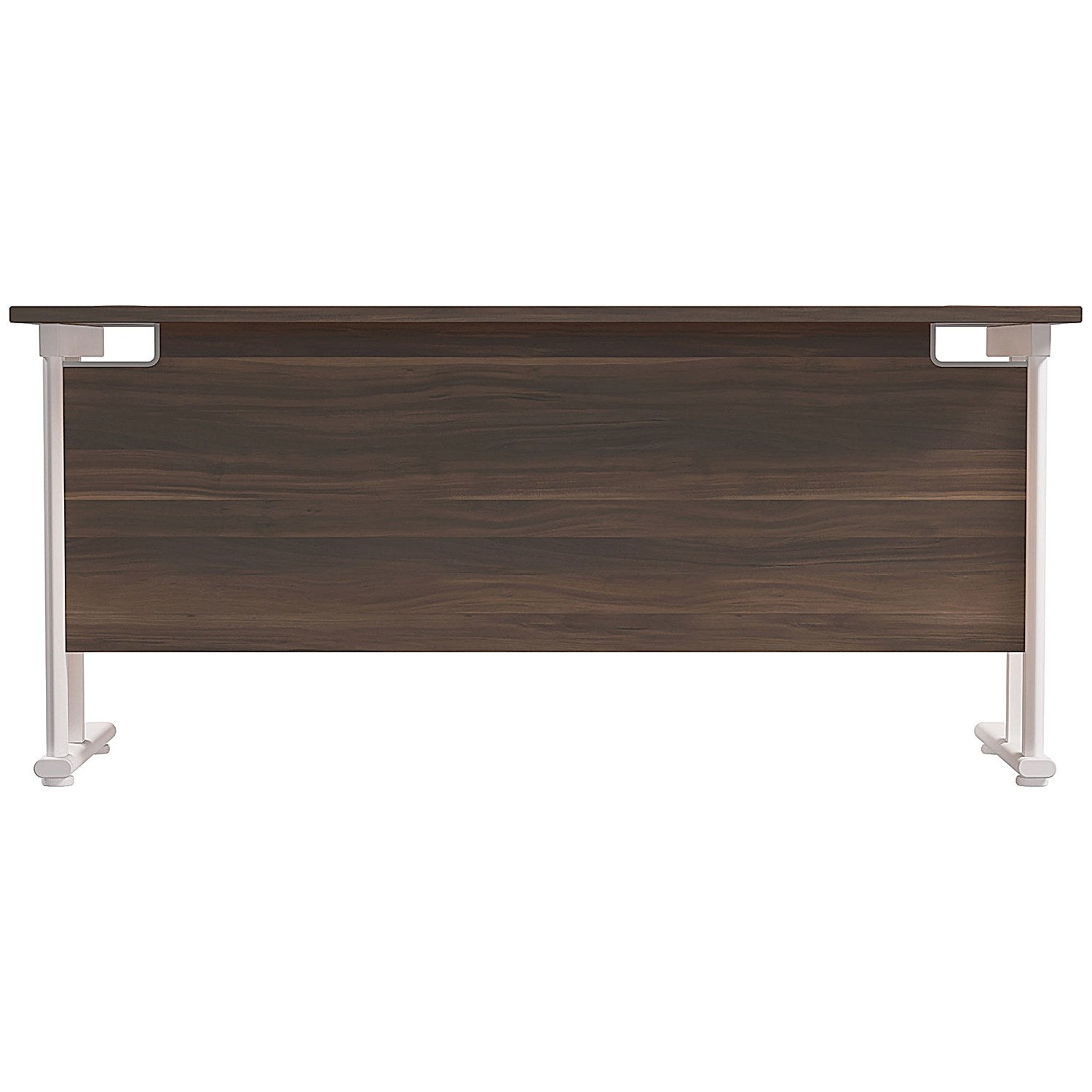 Jemini 1600mm Slim Rectangular Desk, White Cantilever Leg, Walnut