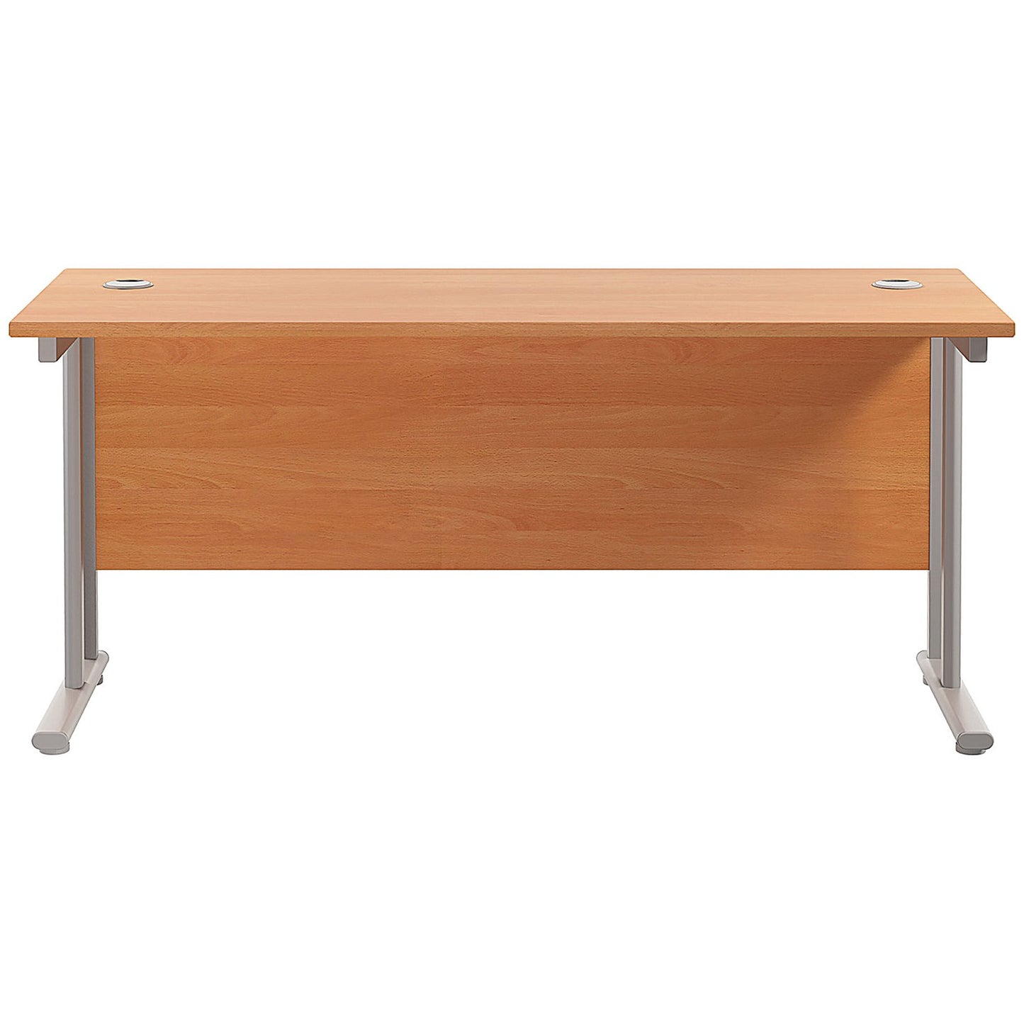 Jemini 1800mm Slim Rectangular Desk, Silver Double Cantilever Leg, Beech