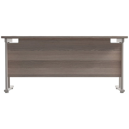 Jemini 1800mm Slim Rectangular Desk, Silver Double Cantilever Leg, Grey Oak