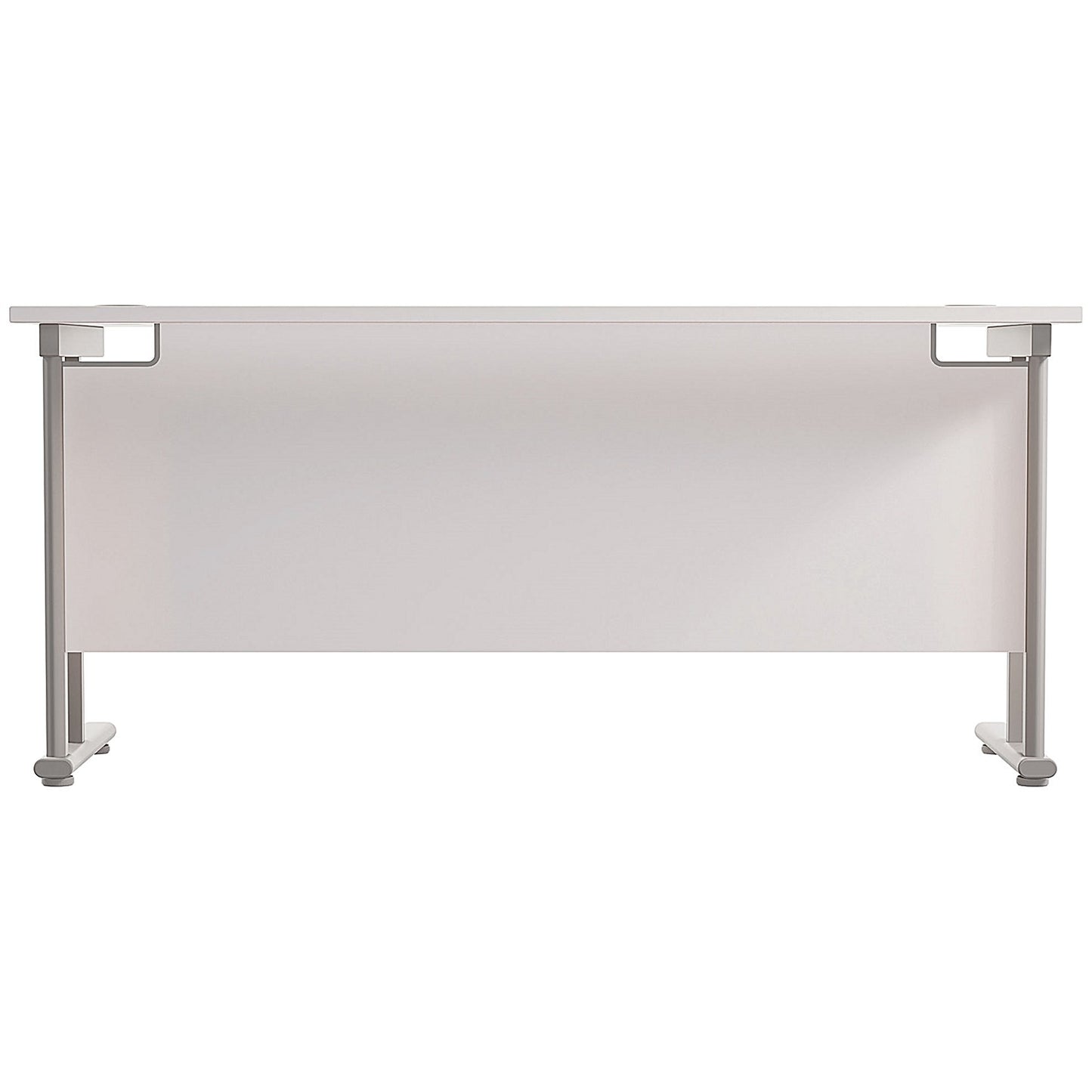 Jemini 1800mm Slim Rectangular Desk, Silver Double Cantilever Leg, White