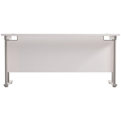 Jemini 1800mm Slim Rectangular Desk, Silver Double Cantilever Leg, White