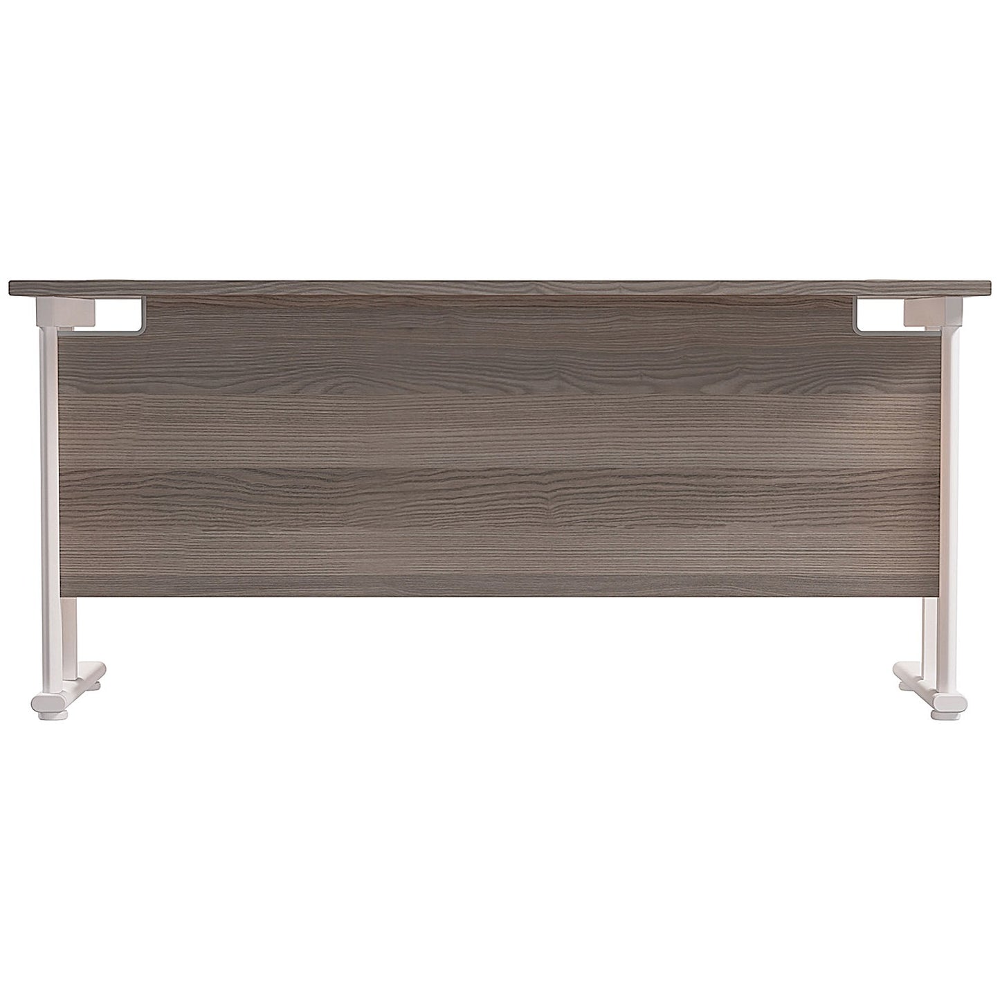 Jemini 1800mm Slim Rectangular Desk, White Cantilever Leg, Grey Oak
