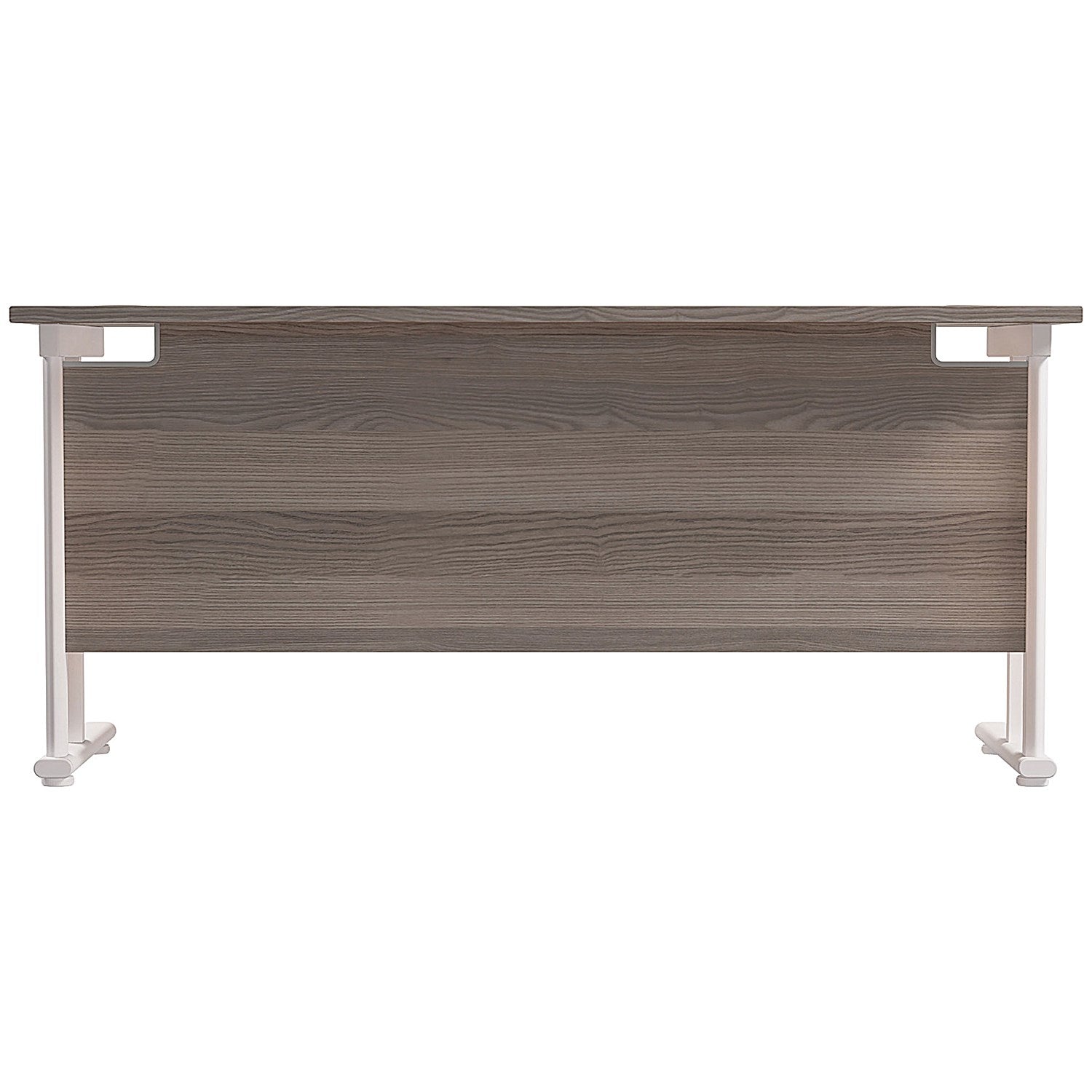 Jemini 1800mm Slim Rectangular Desk, White Cantilever Leg, Grey Oak