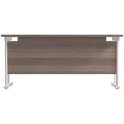 Jemini 1800mm Slim Rectangular Desk, White Cantilever Leg, Grey Oak