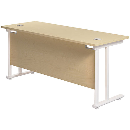 Jemini 1800mm Slim Rectangular Desk, White Cantilever Leg, Maple