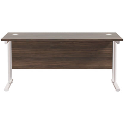 Jemini 1800mm Slim Rectangular Desk, White Cantilever Leg, Walnut