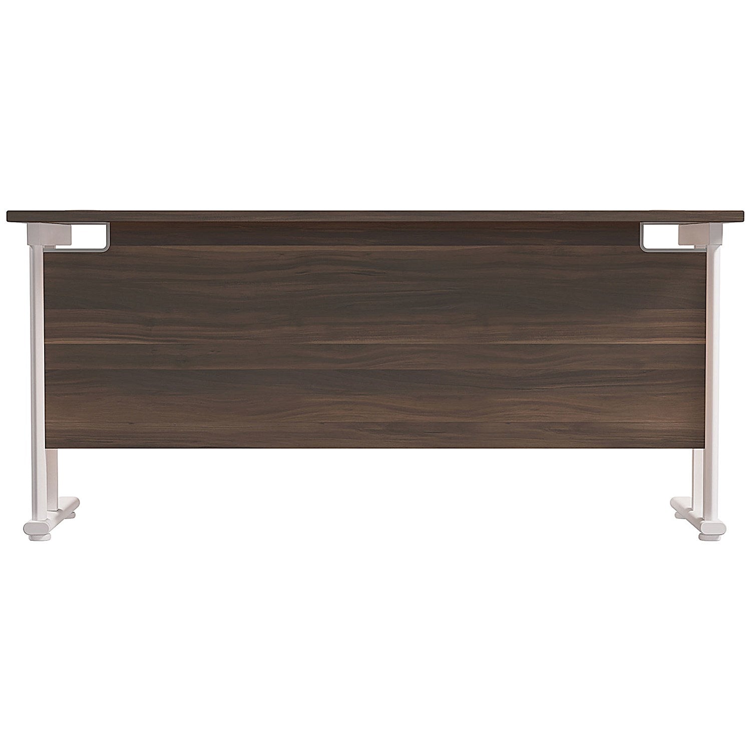 Jemini 1800mm Slim Rectangular Desk, White Cantilever Leg, Walnut