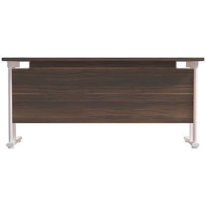 Jemini 1800mm Slim Rectangular Desk, White Cantilever Leg, Walnut