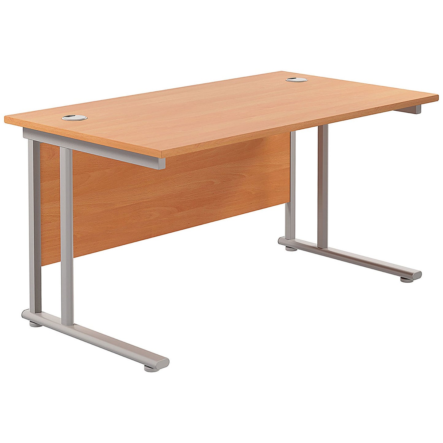 Jemini 1200mm Rectangular Desk, Silver Double Cantilever Leg, Beech