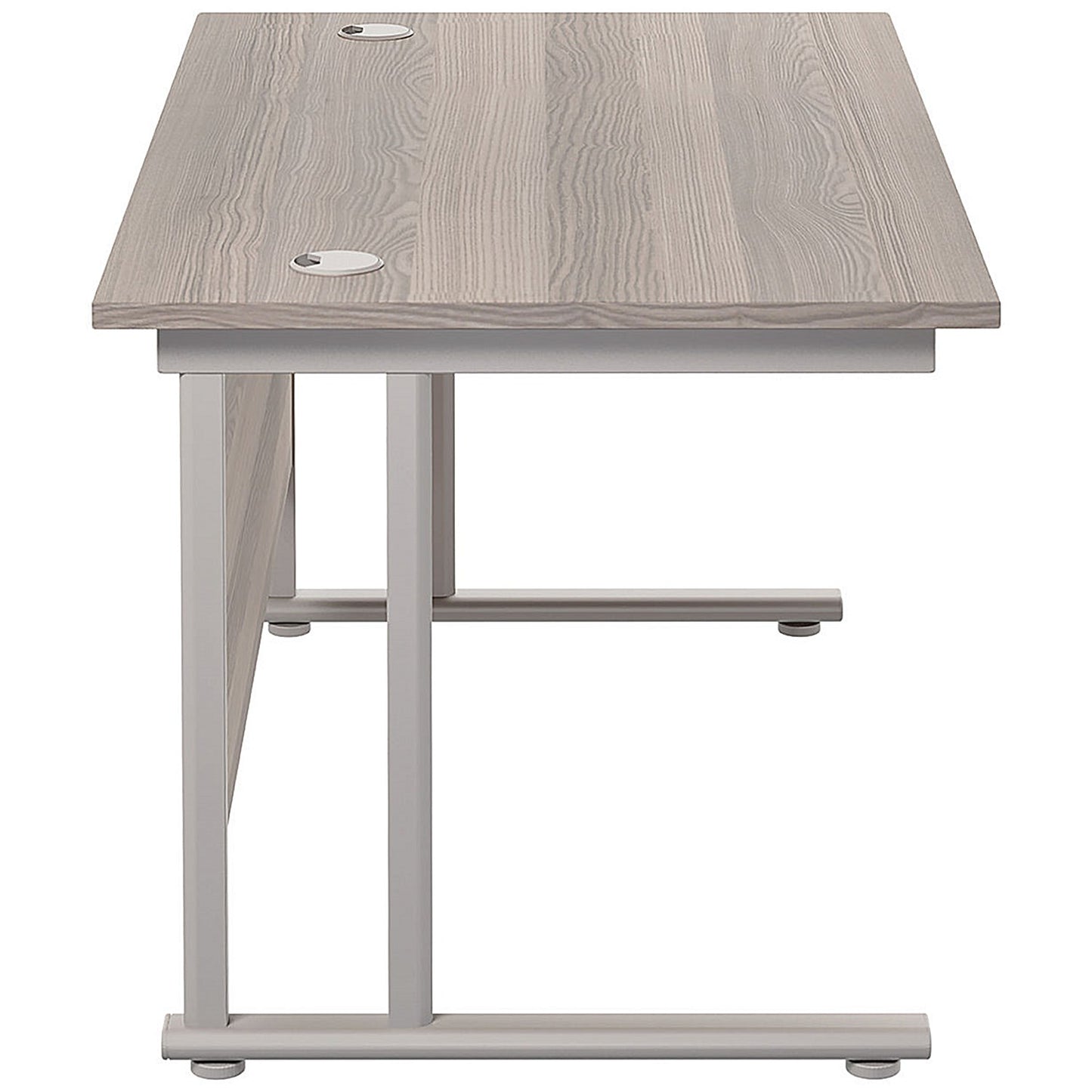 Jemini 1200mm Rectangular Desk, Silver Double Cantilever Leg, Grey Oak
