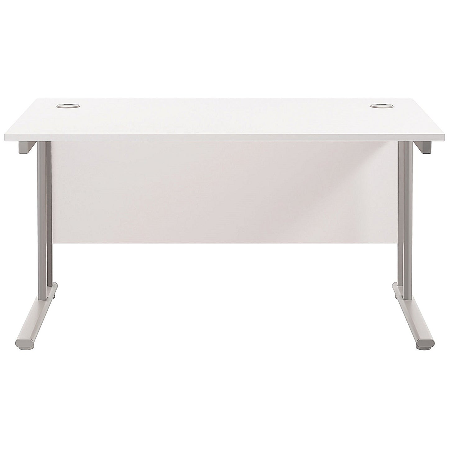 Jemini 1200mm Rectangular Desk, Silver Double Cantilever Leg, White