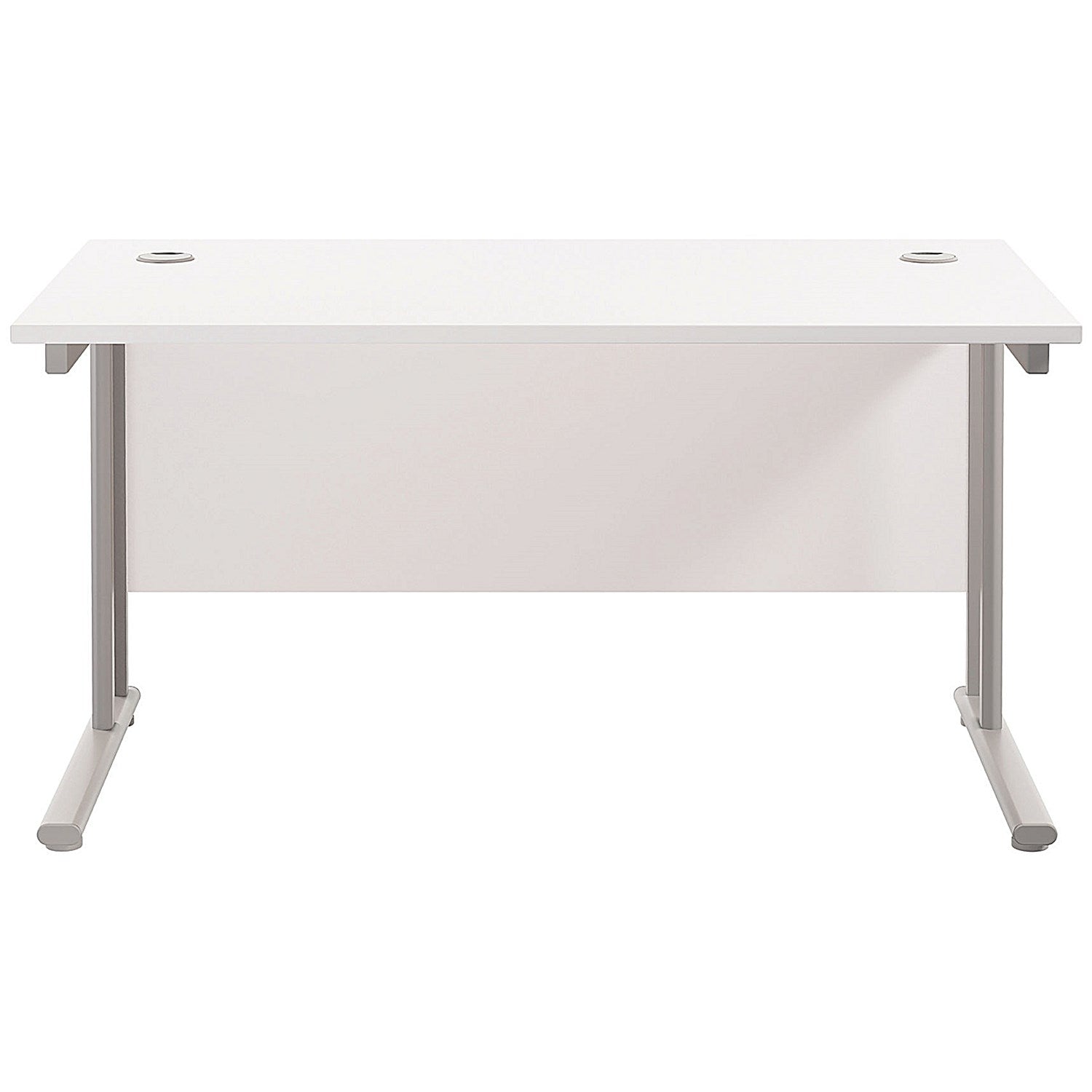 Jemini 1200mm Rectangular Desk, Silver Double Cantilever Leg, White