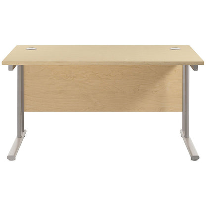 Jemini 1200mm Rectangular Desk, Silver Double Cantilever Leg, Maple