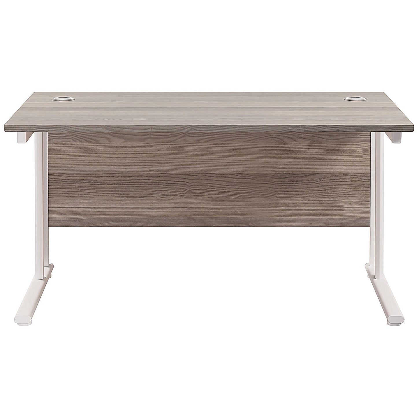 Jemini 1200mm Rectangular Desk, White Cantilever Leg, Grey Oak