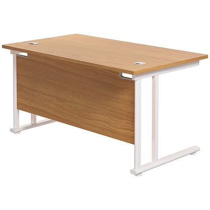 Jemini 1200mm Rectangular Desk, White Cantilever Leg, Oak