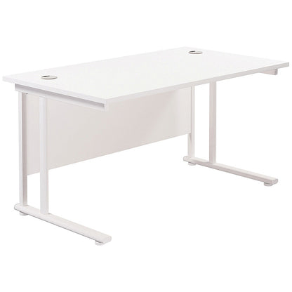 Jemini 1200mm Rectangular Desk, White Cantilever Leg, White