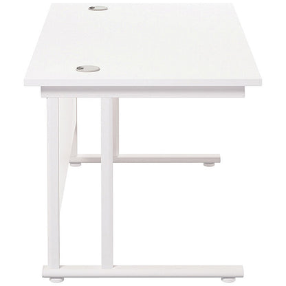 Jemini 1200mm Rectangular Desk, White Cantilever Leg, White