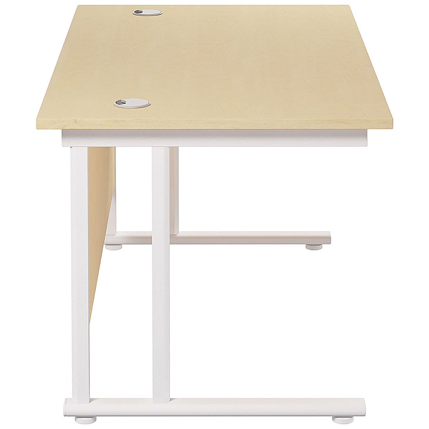 Jemini 1200mm Rectangular Desk, White Cantilever Leg, Maple