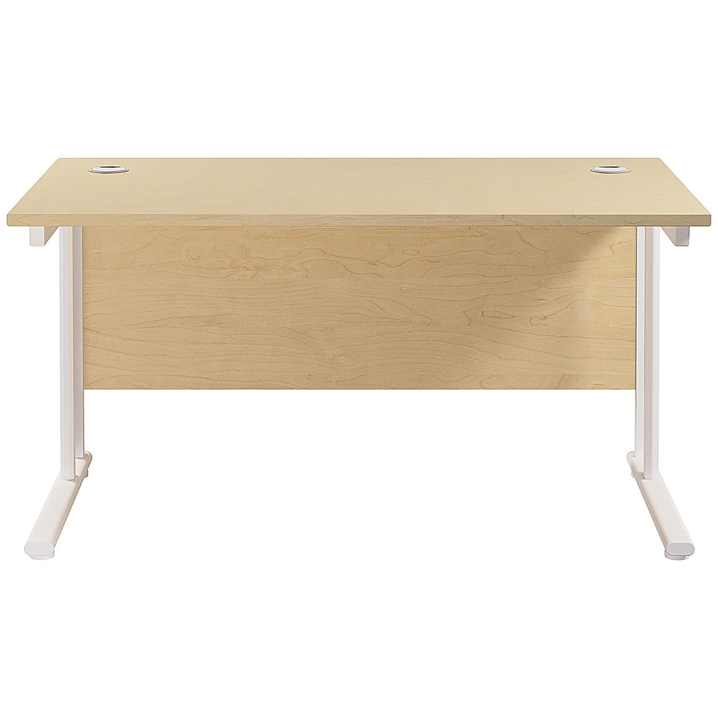 Jemini 1200mm Rectangular Desk, White Cantilever Leg, Maple