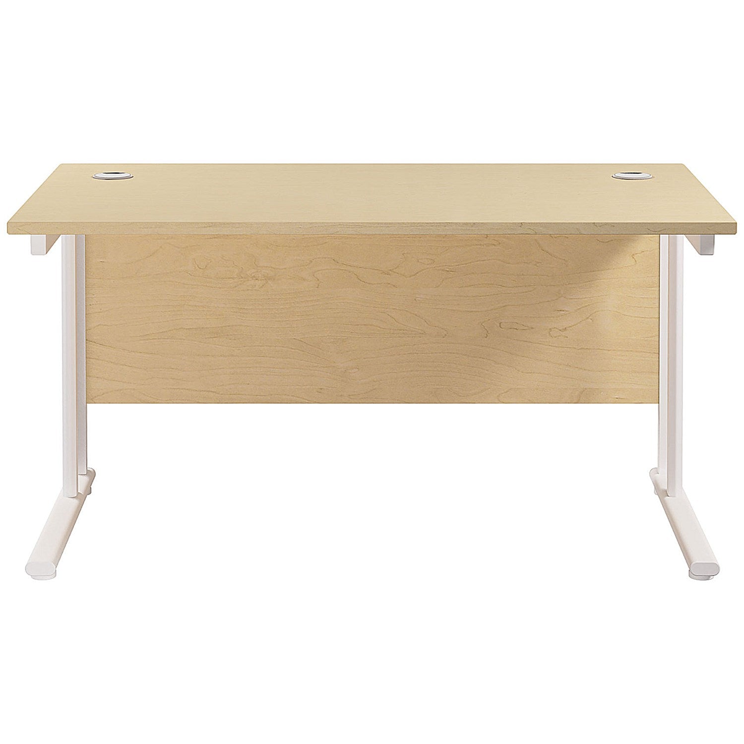 Jemini 1200mm Rectangular Desk, White Cantilever Leg, Maple