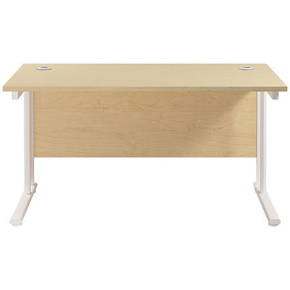 Jemini 1200mm Rectangular Desk, White Cantilever Leg, Maple