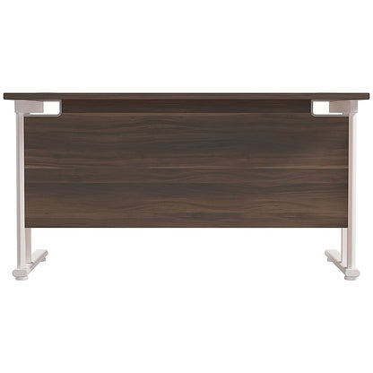 Jemini 1200mm Rectangular Desk, White Cantilever Leg, Walnut
