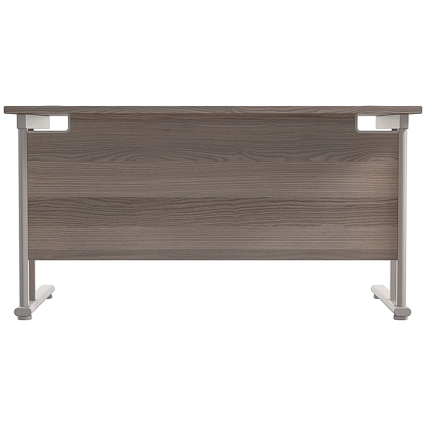 Jemini 1400mm Rectangular Desk, Silver Double Cantilever Leg, Grey Oak