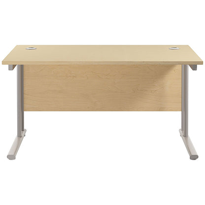 Jemini 1400mm Rectangular Desk, Silver Double Cantilever Leg, Maple