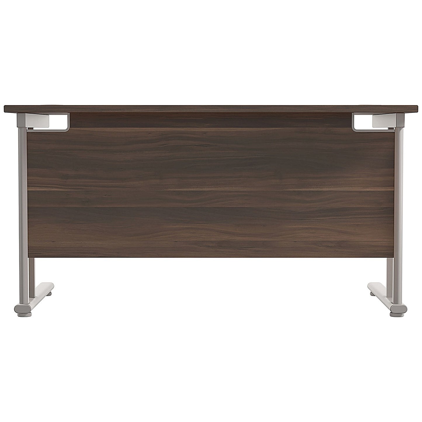Jemini 1400mm Rectangular Desk, Silver Double Cantilever Leg, Walnut