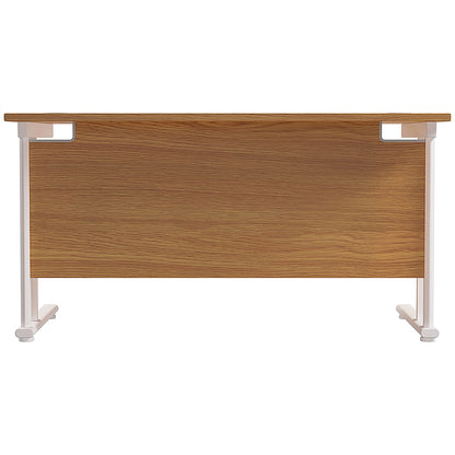 Jemini 1400mm Rectangular Desk, White Cantilever Leg, Oak