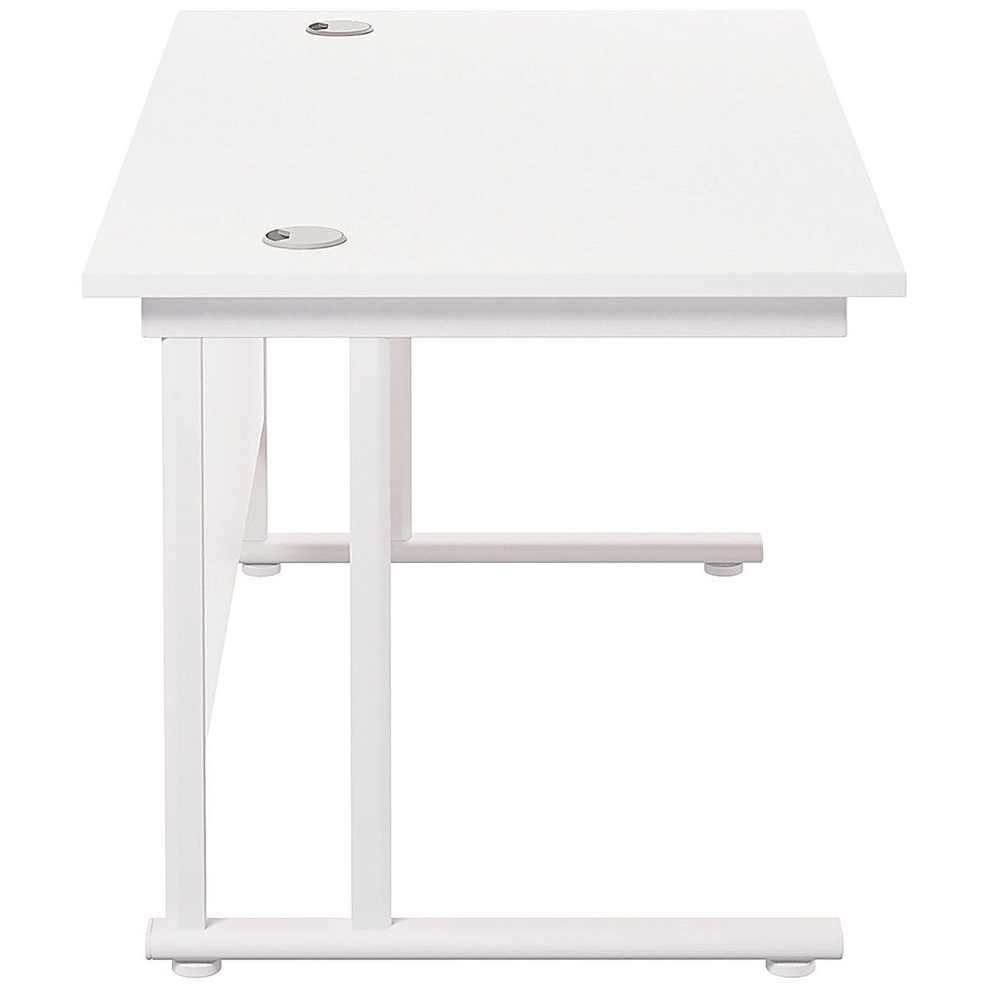 Jemini 1400mm Rectangular Desk, White Cantilever Leg, White