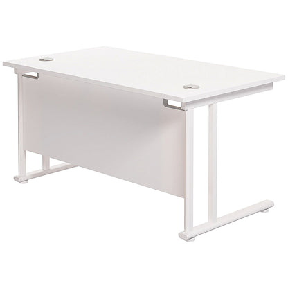 Jemini 1400mm Rectangular Desk, White Cantilever Leg, White
