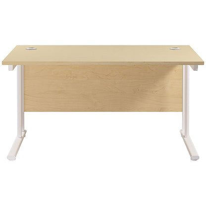 Jemini 1400mm Rectangular Desk, White Cantilever Leg, Maple