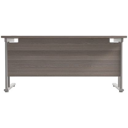 Jemini 1600mm Rectangular Desk, Silver Double Cantilever Leg, Grey Oak