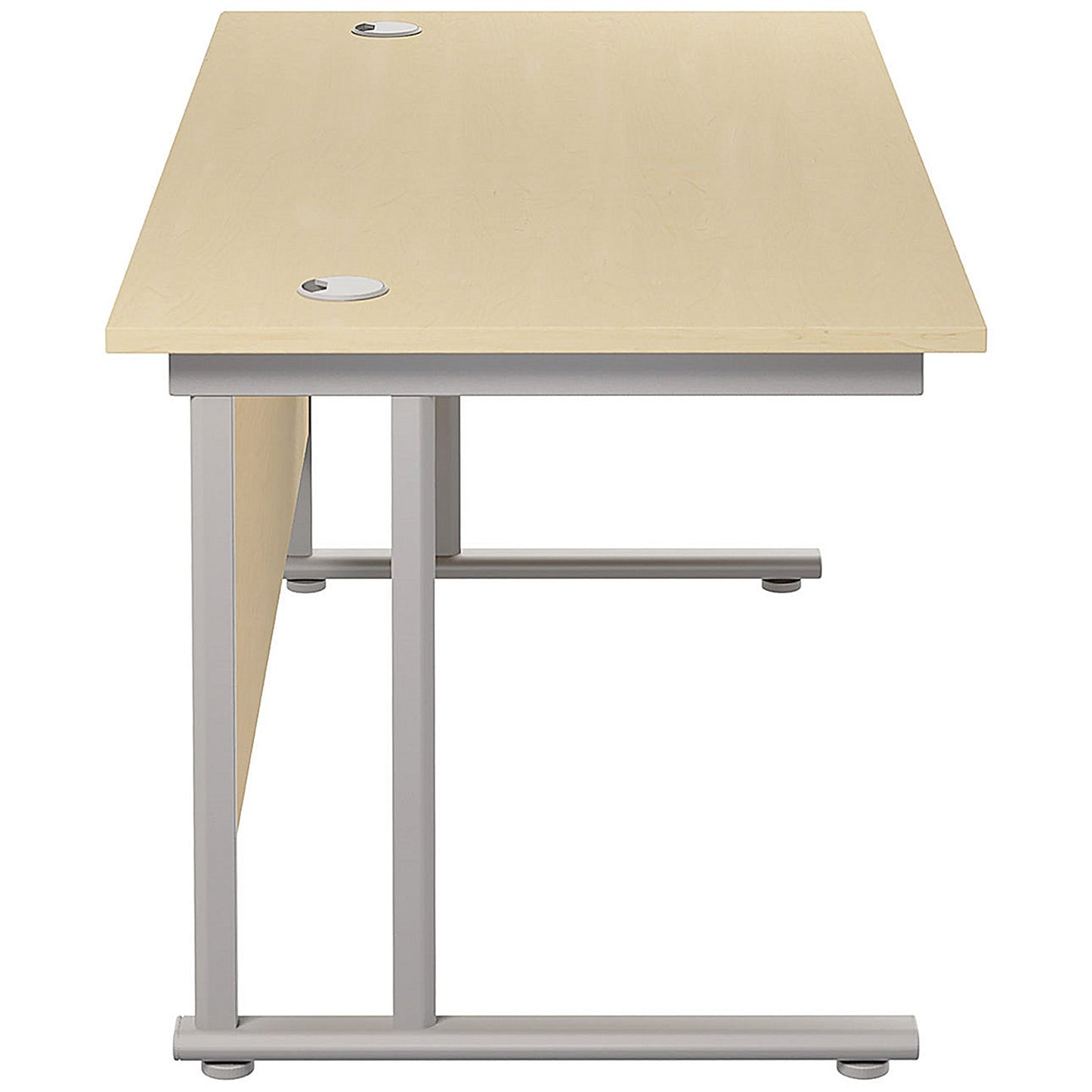 Jemini 1600mm Rectangular Desk, Silver Double Cantilever Leg, Maple