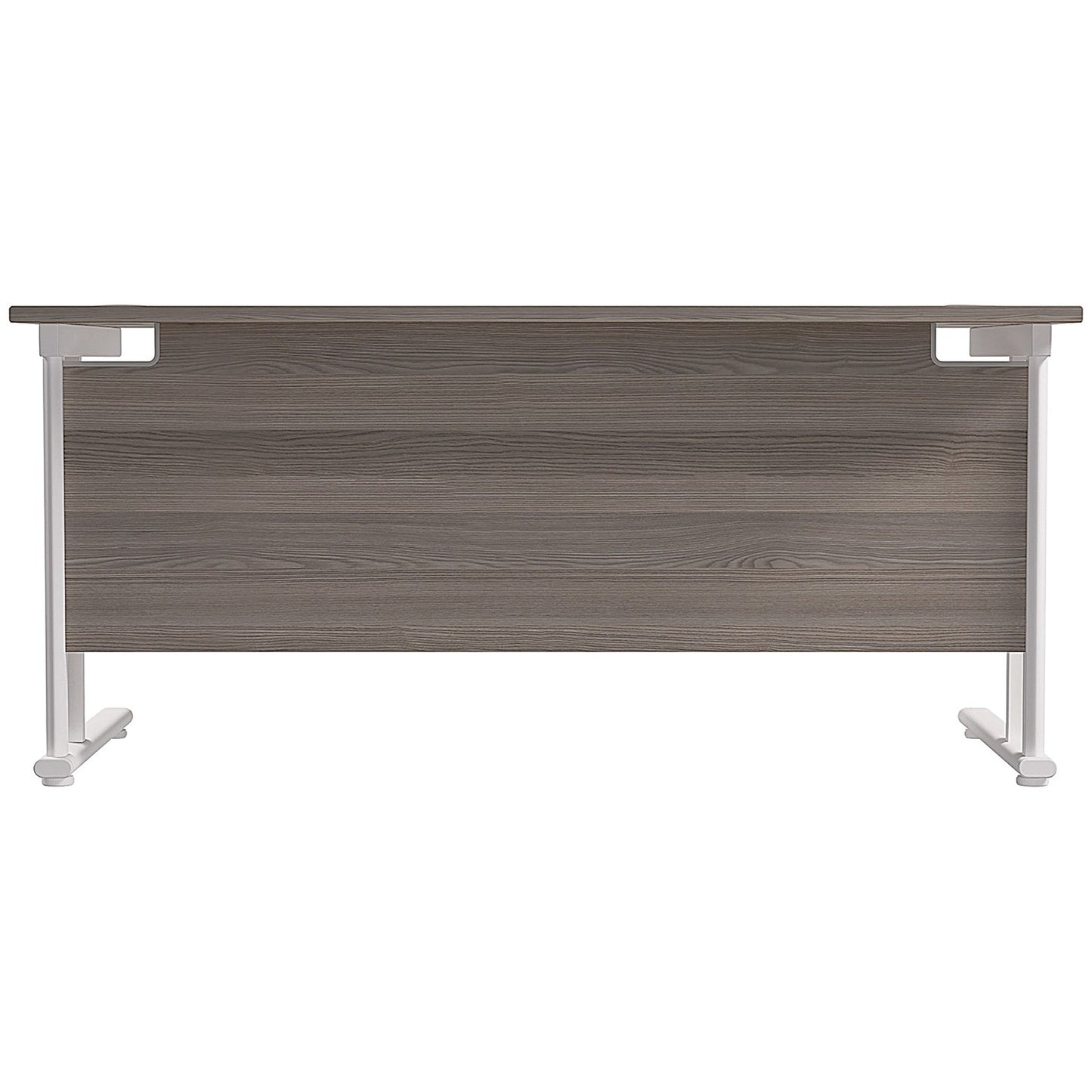 Jemini 1600mm Rectangular Desk, White Cantilever Leg, Grey Oak