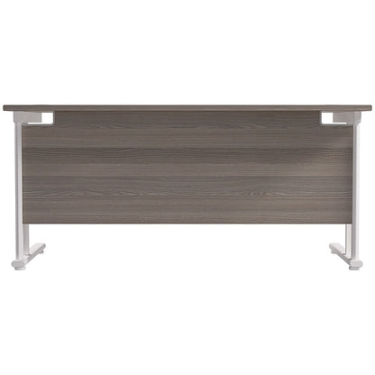 Jemini 1600mm Rectangular Desk, White Cantilever Leg, Grey Oak