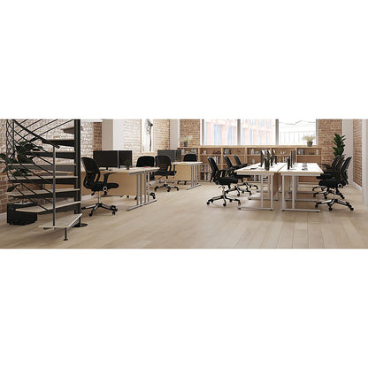Jemini 1600mm Rectangular Desk, White Cantilever Leg, Oak