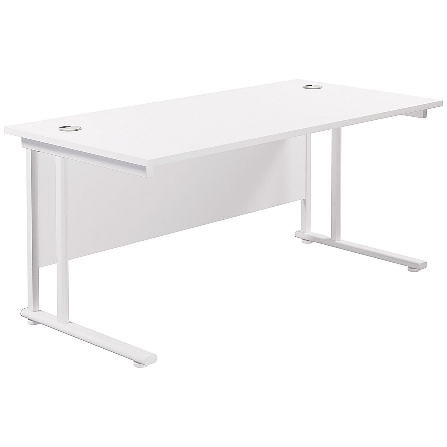 Jemini 1600mm Rectangular Desk, White Cantilever Leg, White