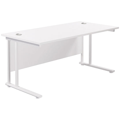 Jemini 1600mm Rectangular Desk, White Cantilever Leg, White