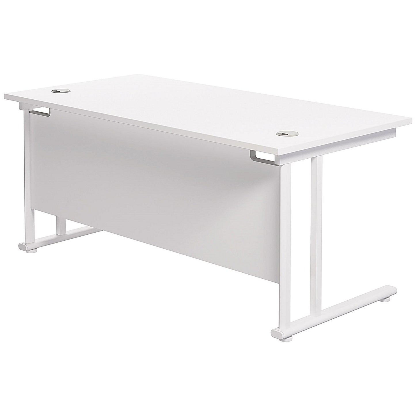 Jemini 1600mm Rectangular Desk, White Cantilever Leg, White