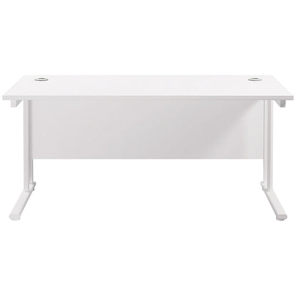 Jemini 1600mm Rectangular Desk, White Cantilever Leg, White