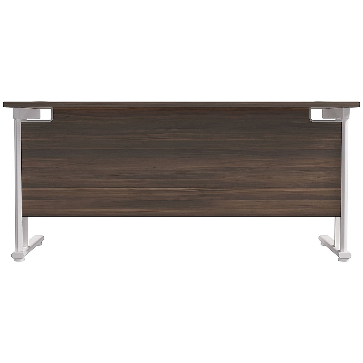 Jemini 1600mm Rectangular Desk, White Cantilever Leg, Walnut