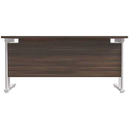 Jemini 1600mm Rectangular Desk, White Cantilever Leg, Walnut